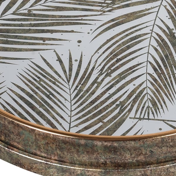 Set of 2 Mirrored Fern Pattern Tray Tables