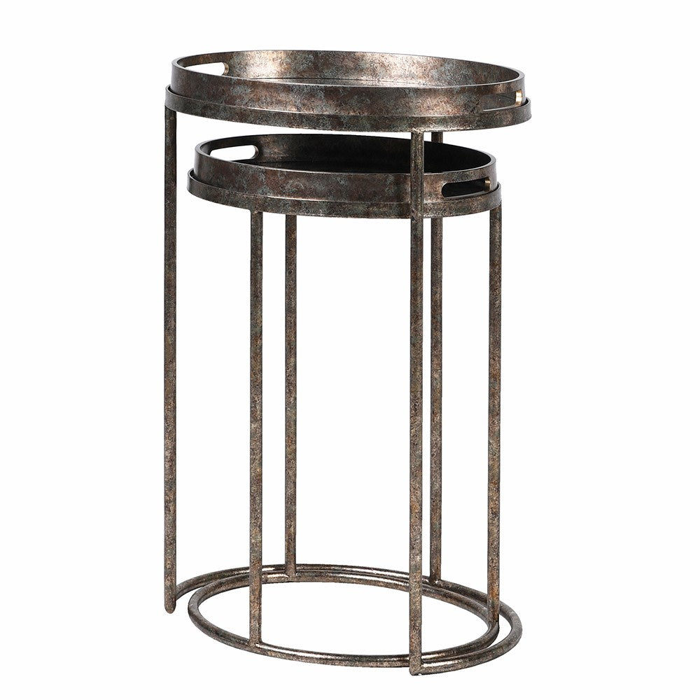 Nest Of 2 Golden Grass Tray Table
