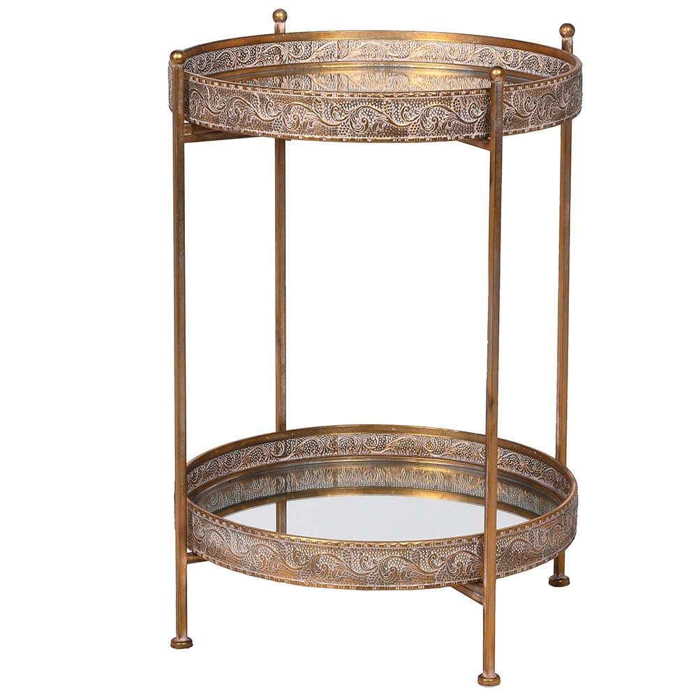 Golden Mirrored Round Tray Table