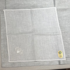 Irish Linen l Hanky With White Embroidered Claddagh