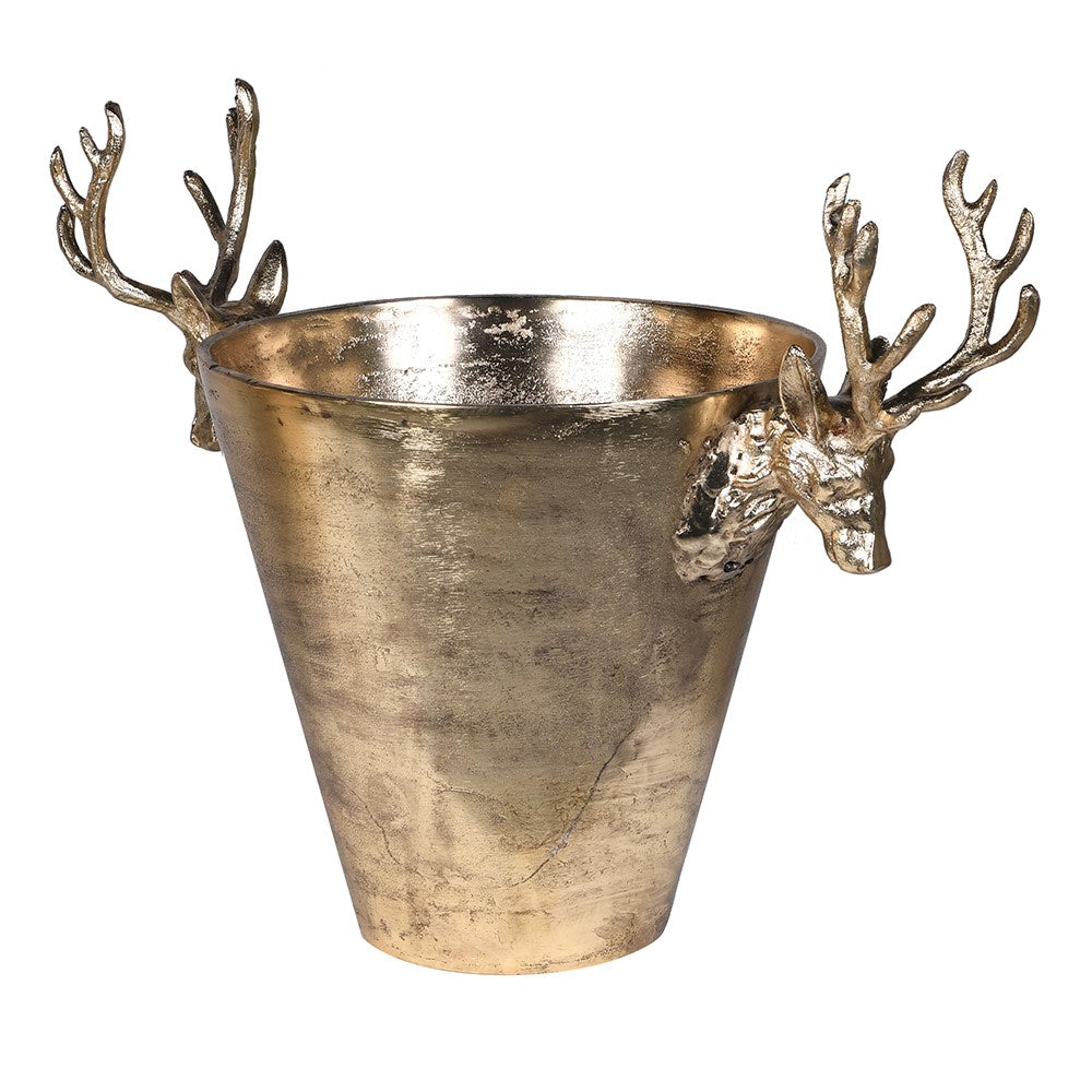 Antique Brass Reindeer Wine Cooler