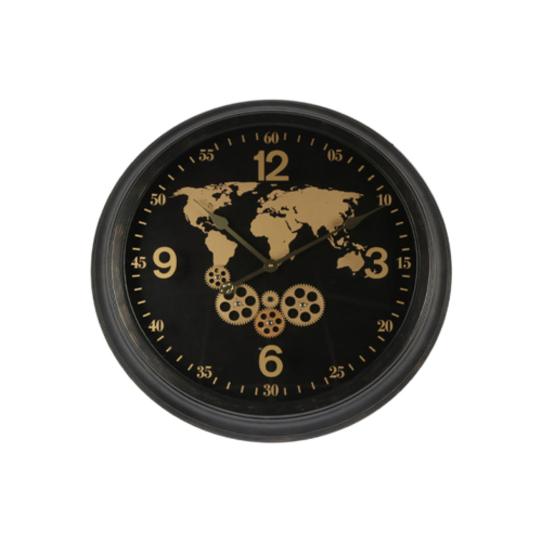 World Map Gold Wall Clock