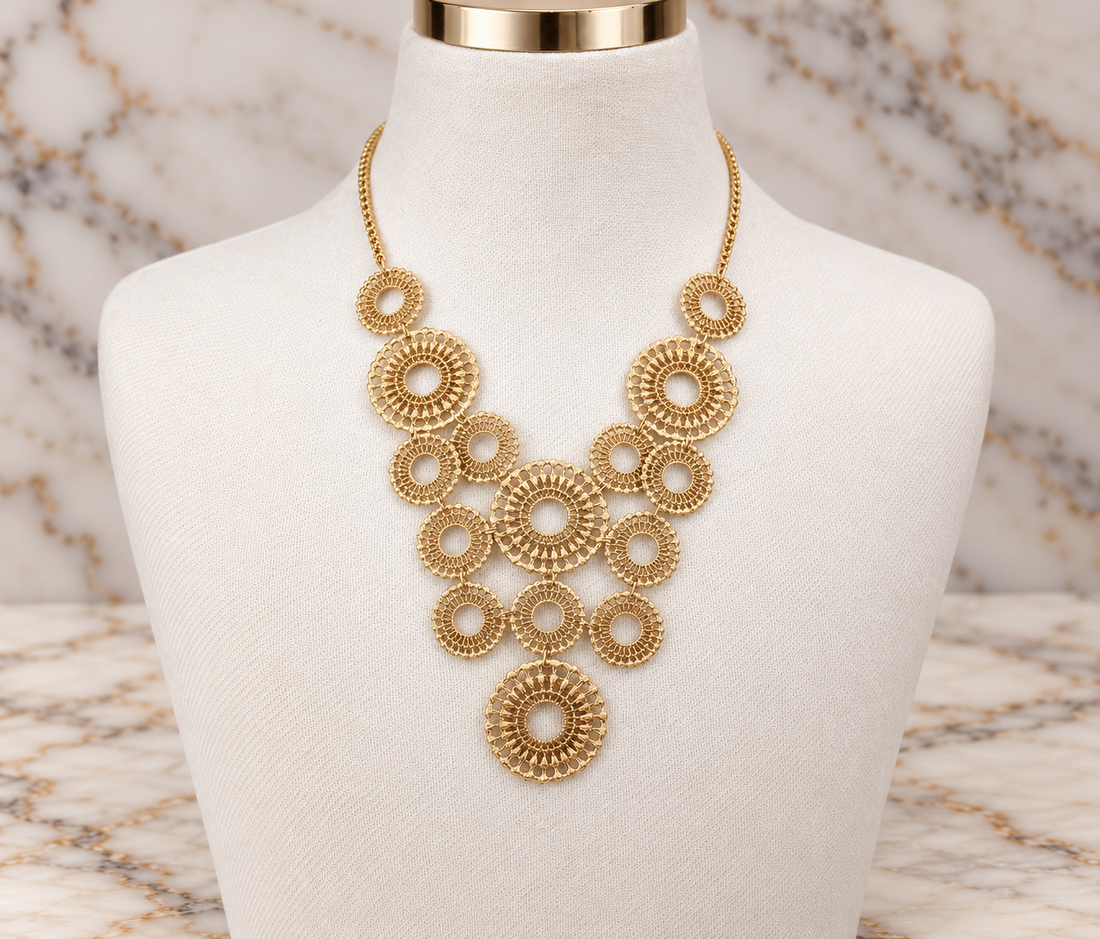 Filigree Lace Effect Gold Necklace