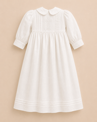 Tara Irish Linen Long Sleeved Christening Gown - Chest Cross