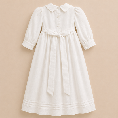 Tara Irish Linen Long Sleeved Christening Gown - Chest Cross