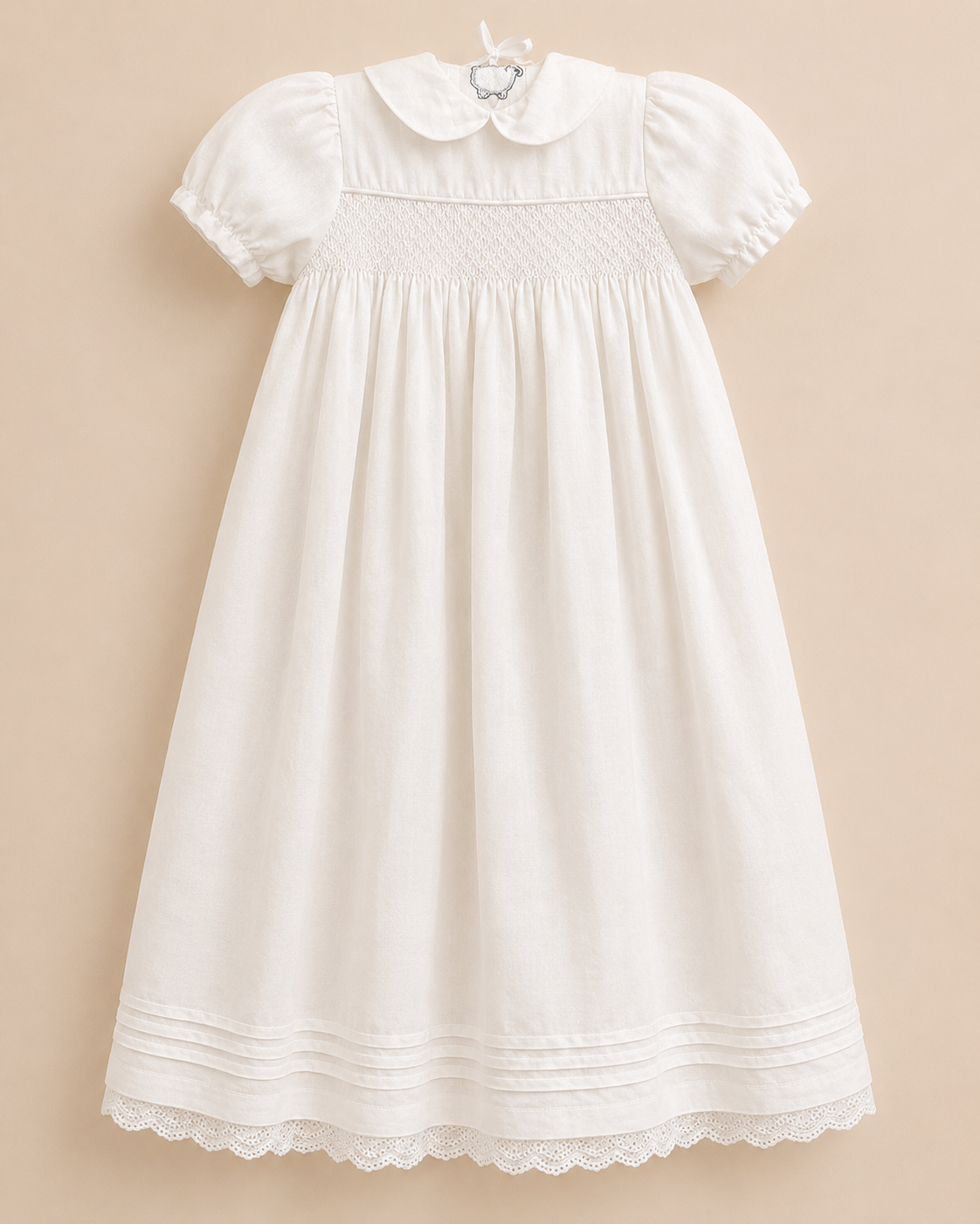 Christening Gown Smocked Irish Linen
