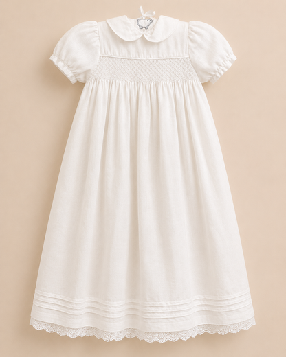 Christening Gown Smocked Irish Linen