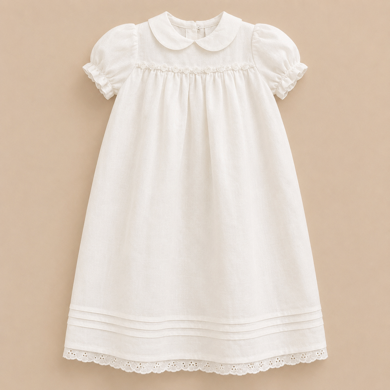 Rosebud Christening Gown Irish Linen