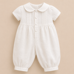 Christening Romper Pintuck Irish Linen