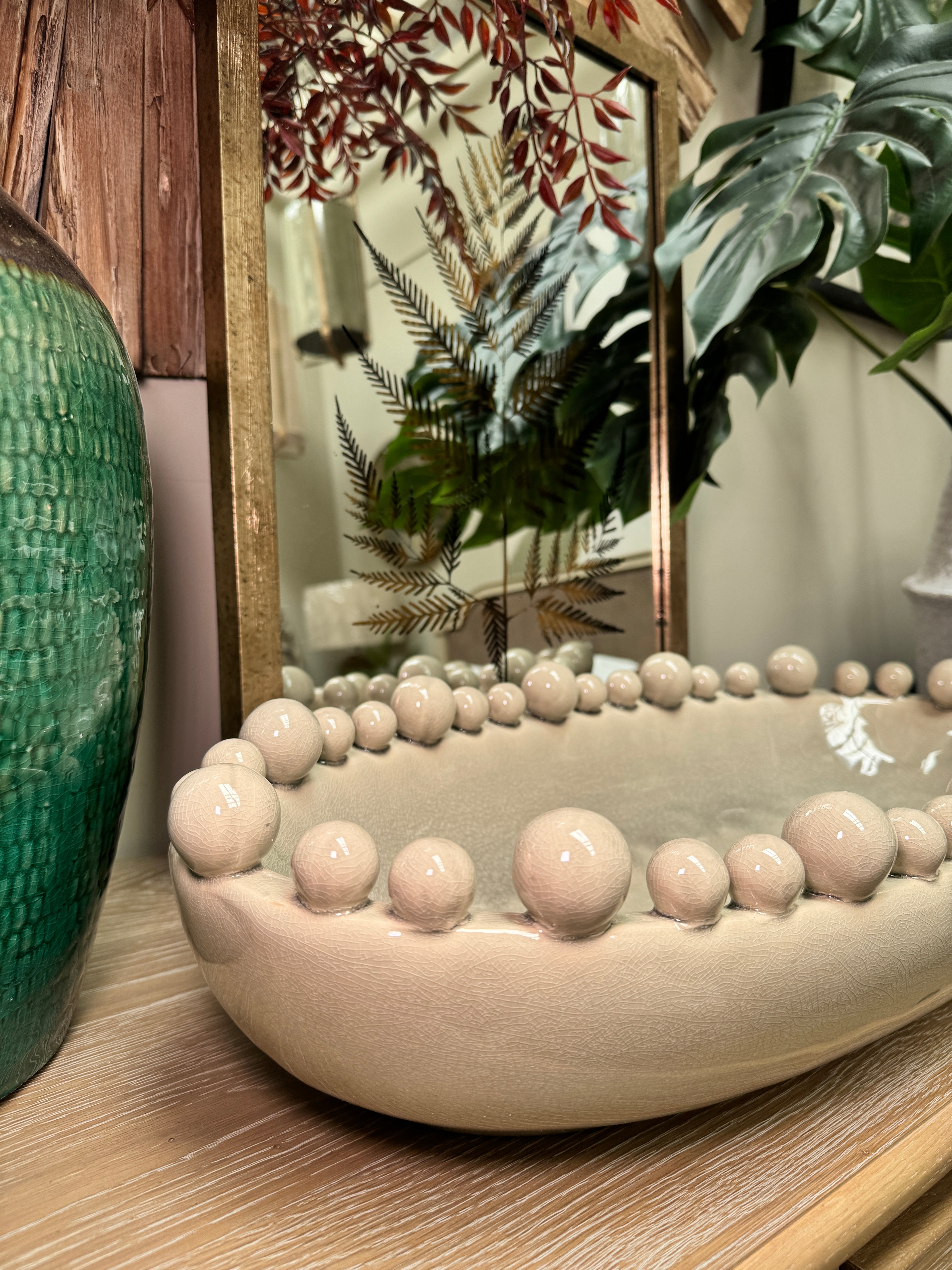 Long Bobble Decorative Bowl - Cream