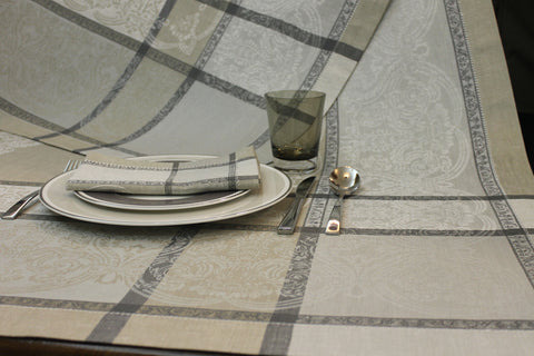 Carpricho Damask Linen Beige Tablecloth