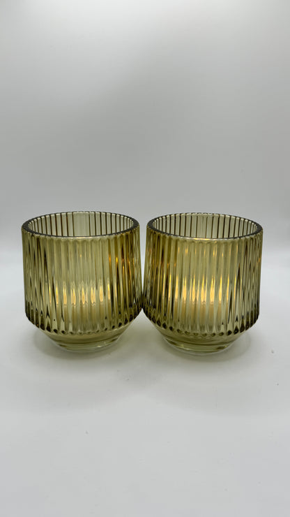 Ribbed Candle Holder - Light Green