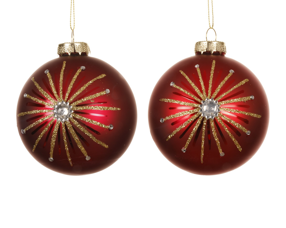 Red Glass Baubles - Set of 3