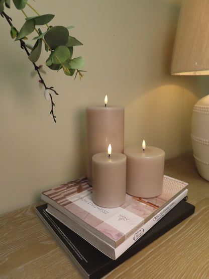 LED Candle 7.5 x 10cm - Rose Pink