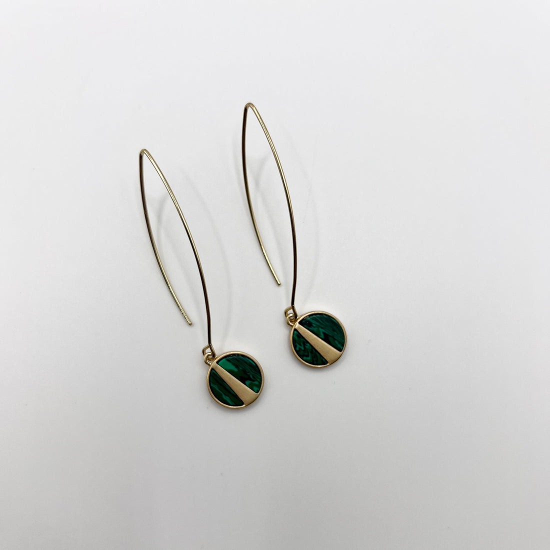 Small Round Green Stone Earrings