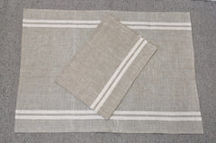 Linen Beige With White Striped Tea Towel