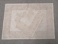 Linen Damask Beige Shell Tea Towel