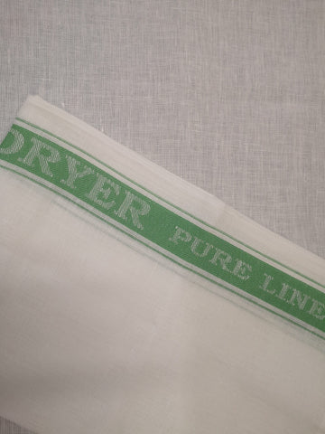 Linen White With Green Striped Tea Towel