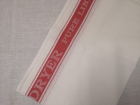 Linen White Tea Towel With Red Striped