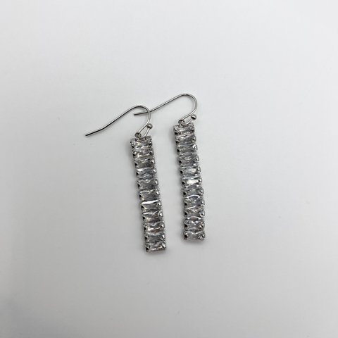 Cubic Zirconia Drop Earrings In Silver-Tone