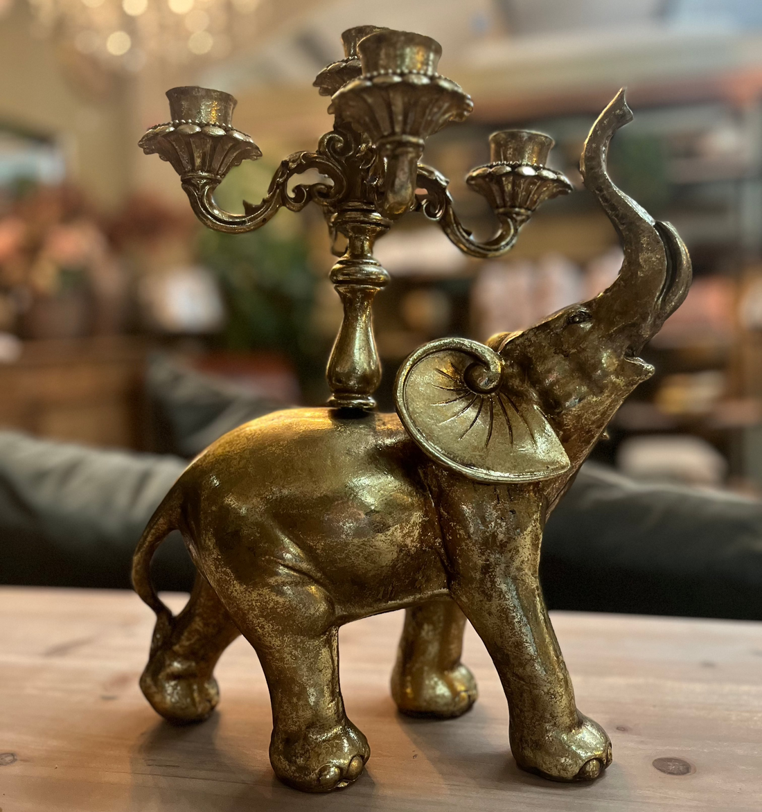 Gold Elephant Candle Stick 31.5x19x37.5cm