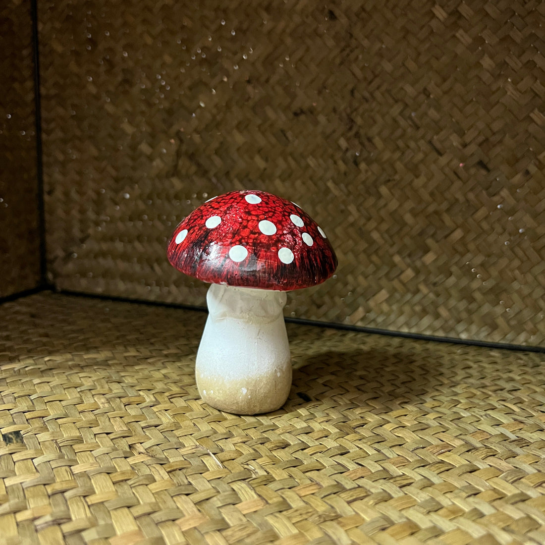 Terracotta Mushroom Ornaments – Red with White Dots