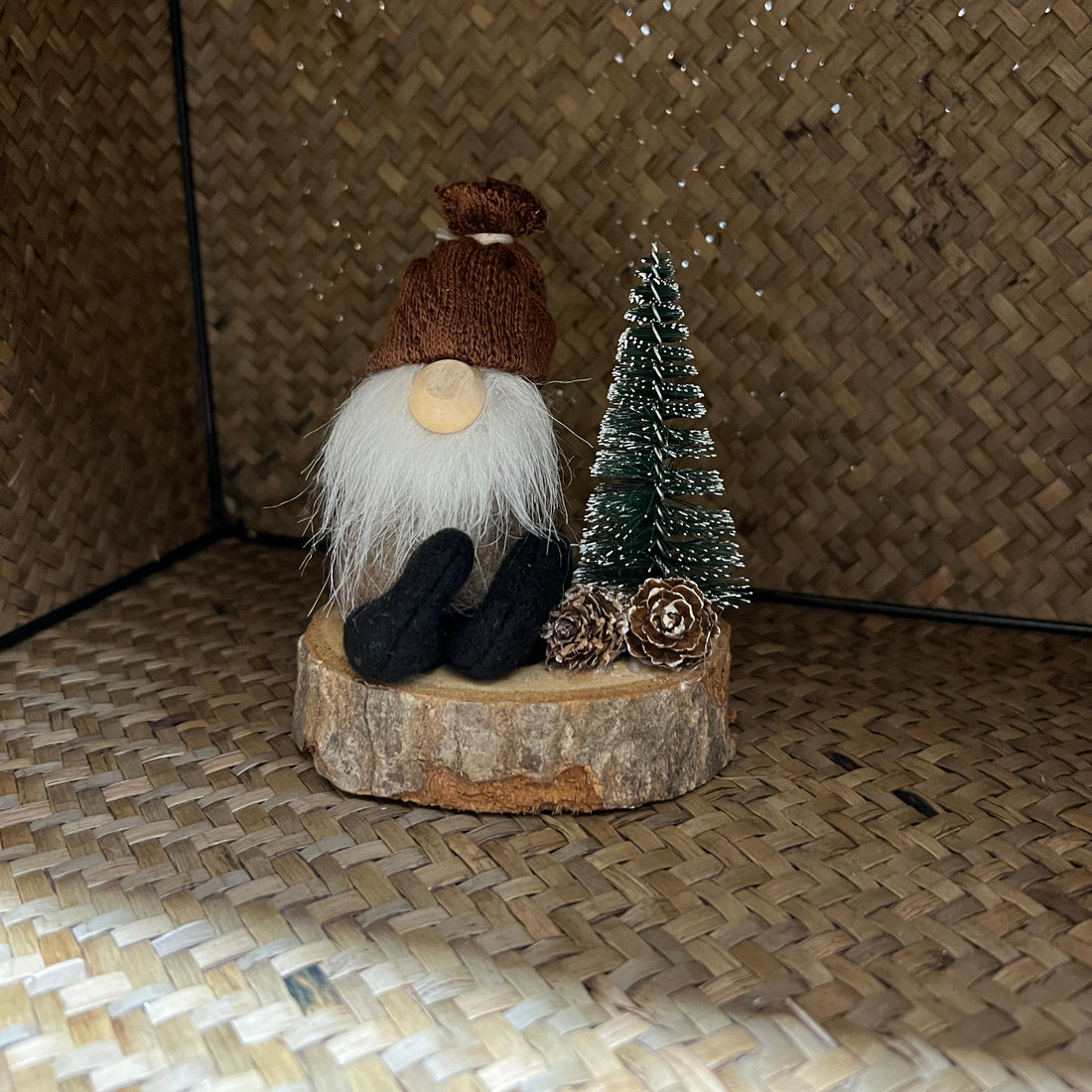 Woodland Gnome on Wooden Base
