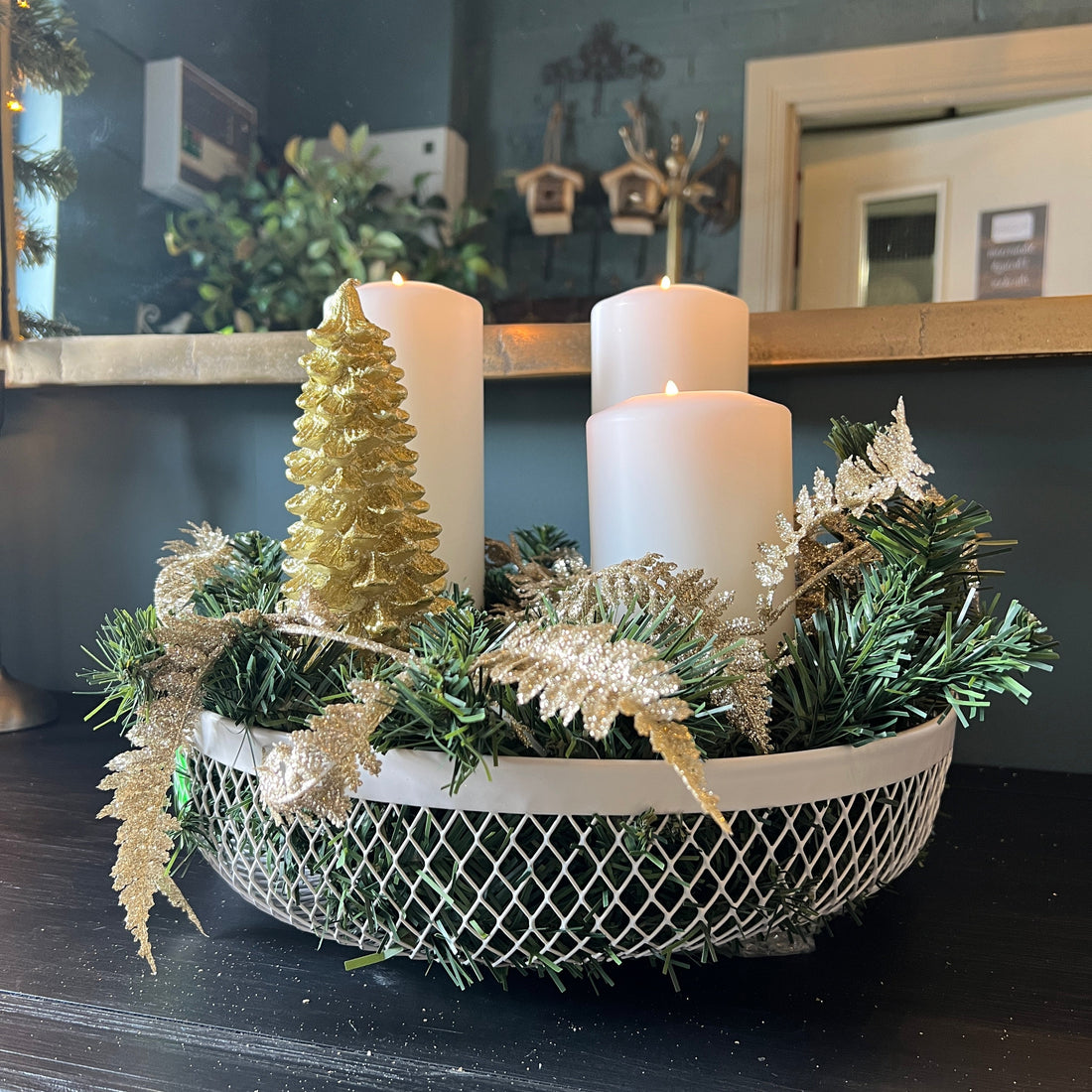 Gold Sparkle Christmas Tree Candle