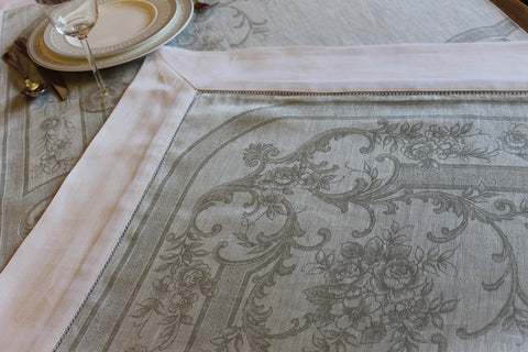 Angel Damask Linen Grey Tablecloth