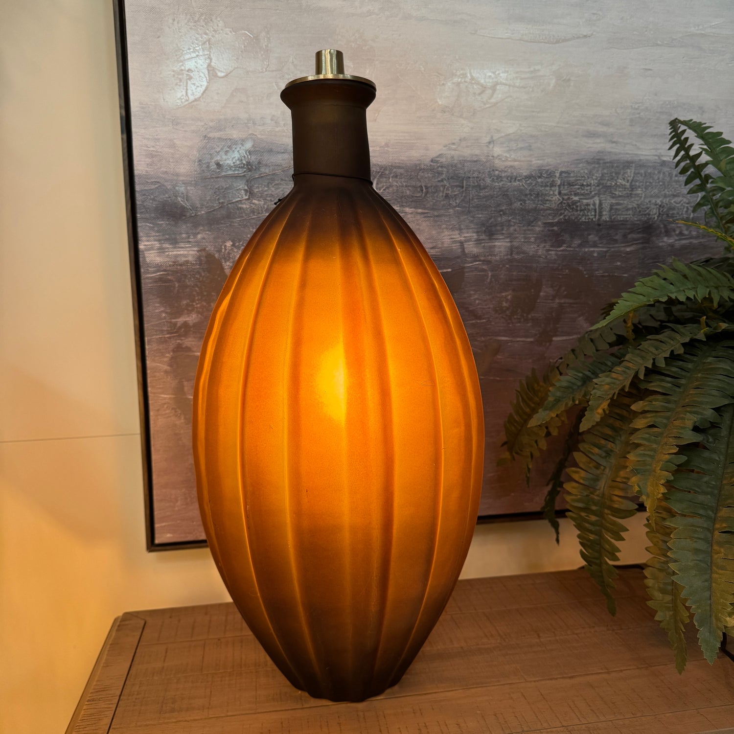 Ribbed Recycled Brown Vase 33x33x60cm