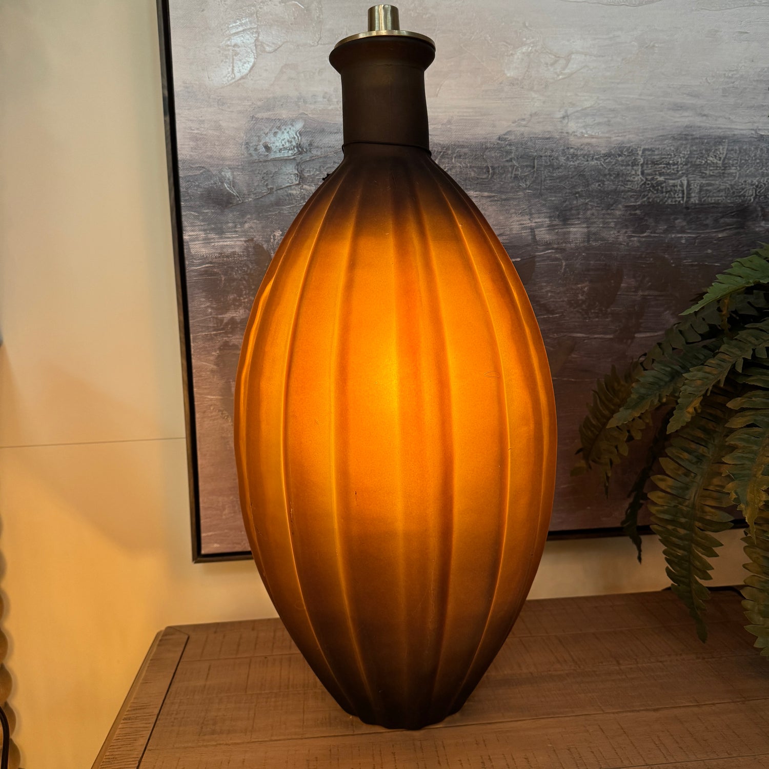 Ribbed Recycled Brown Vase 33x33x60cm