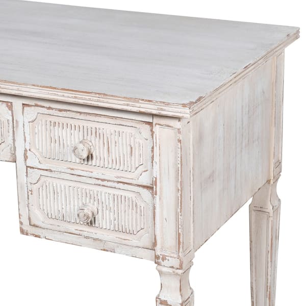 Gaston Ribbed White Wash Desk