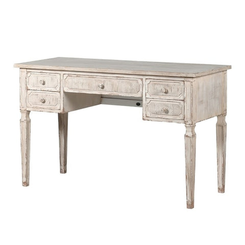 Gaston Ribbed White Wash Desk