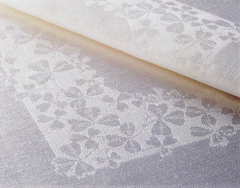 Shamrock Fine Irish Damask White Linen Runner