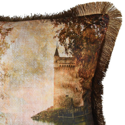 Scene Cushion With Fringe