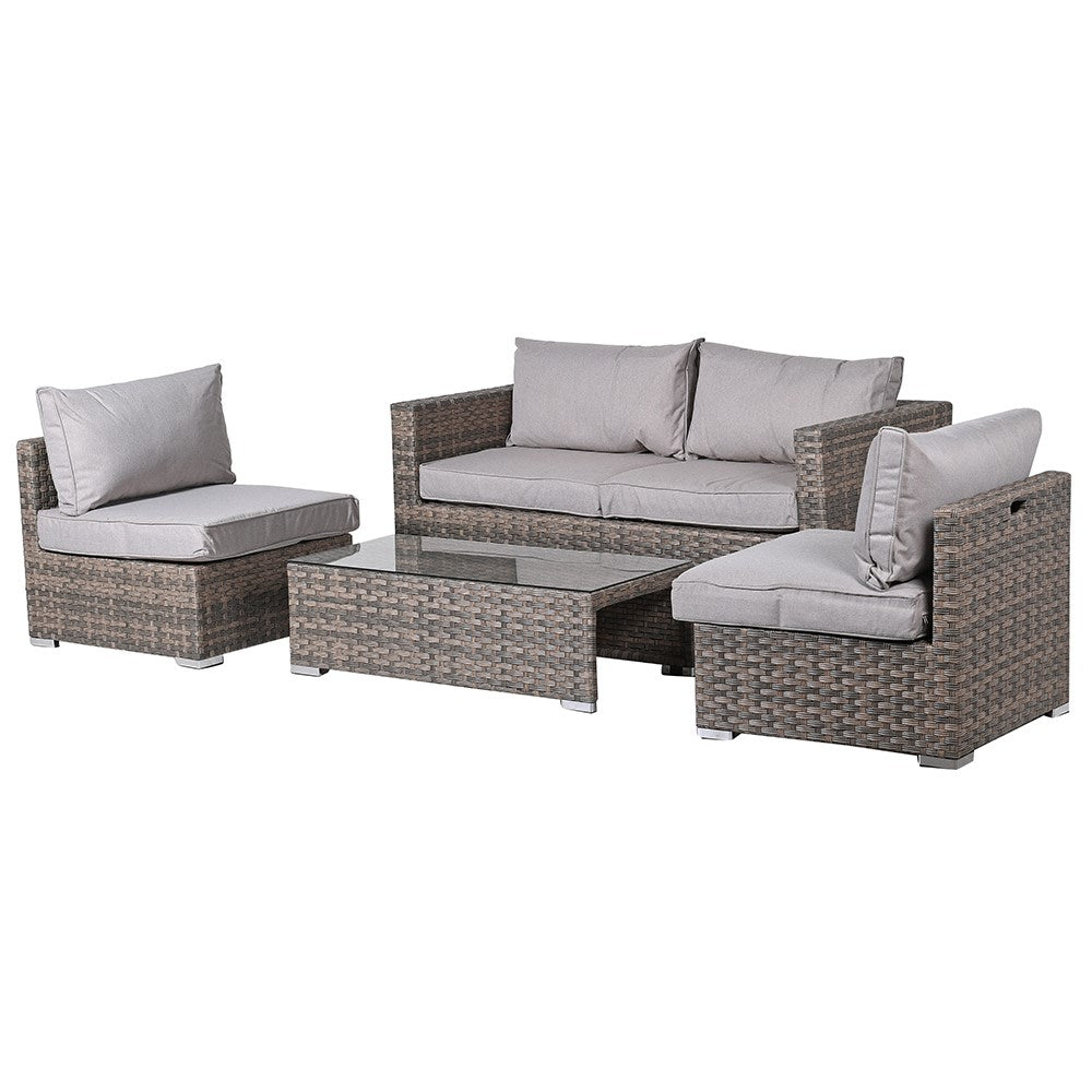 6 Piece Outdoor Linen and Rattan Garden Set