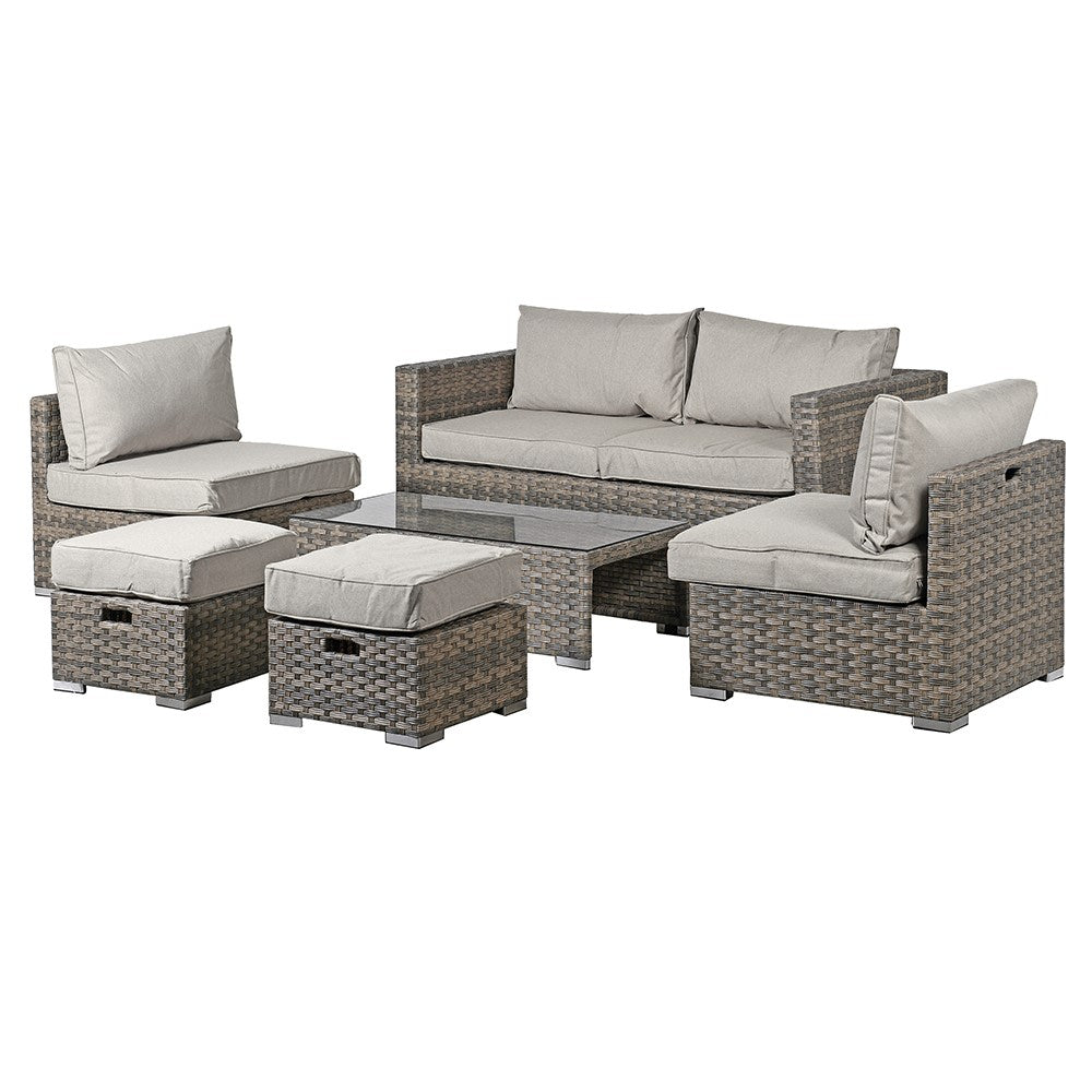 6 Piece Outdoor Linen and Rattan Garden Set