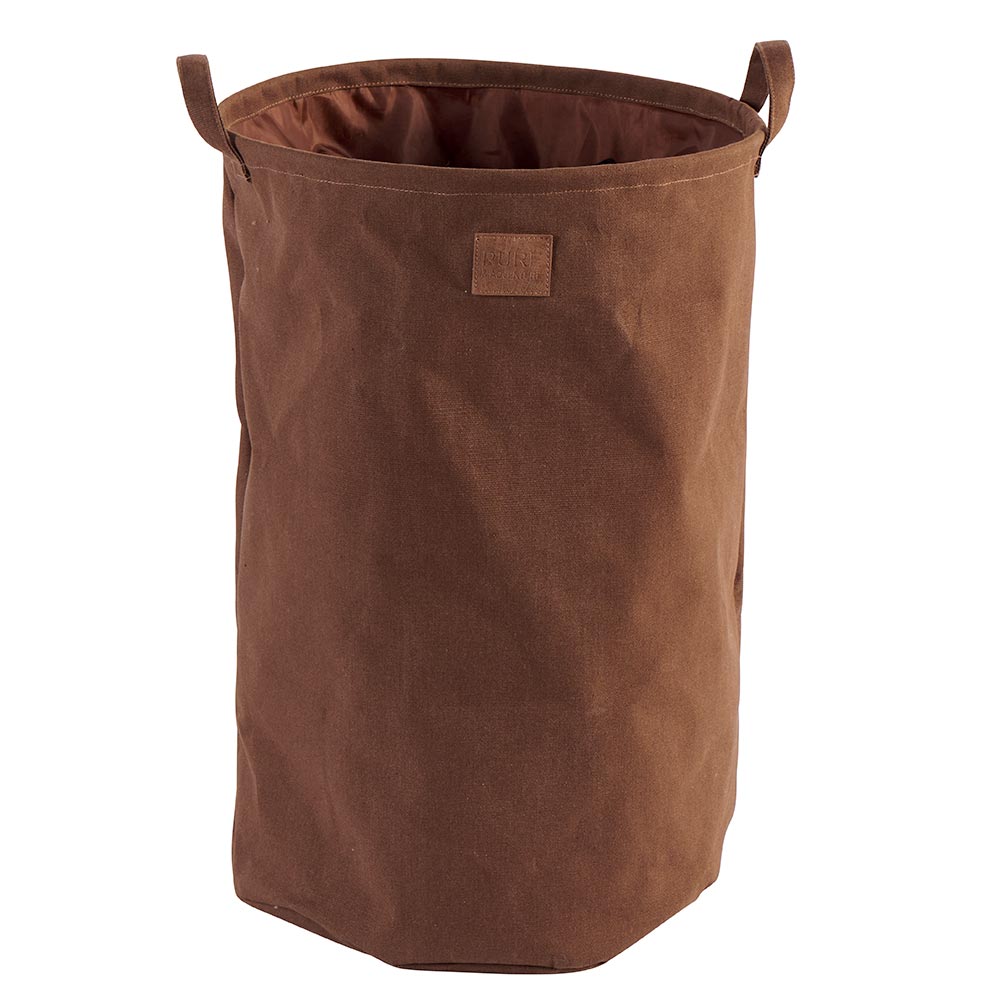 Cylindrical Brown Laundry Basket