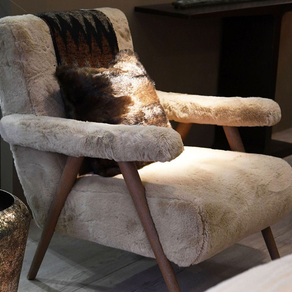 Alaski Taupe Faux Sheepskin Armchair