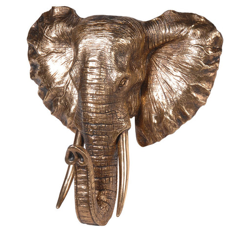 Golden Elephant Head Wall Mount