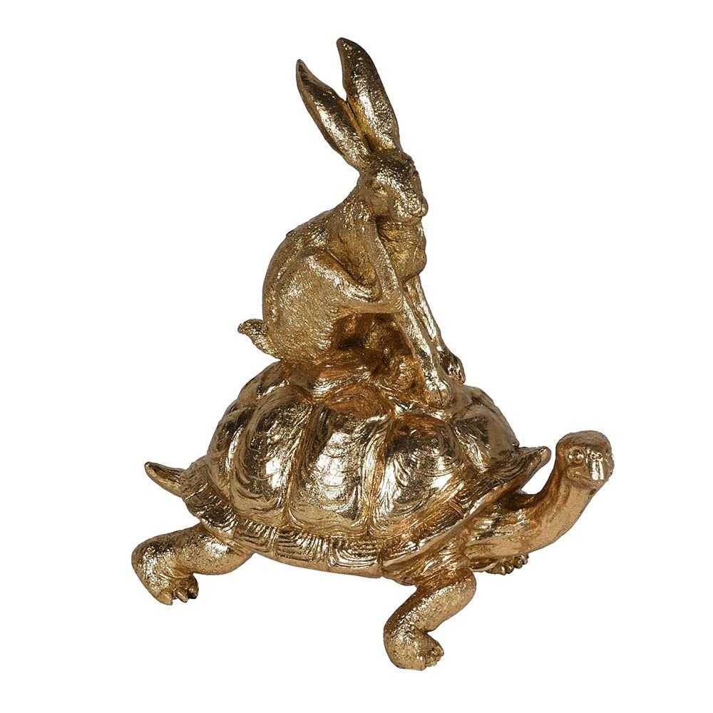 Gold Hare and Tortoise Object