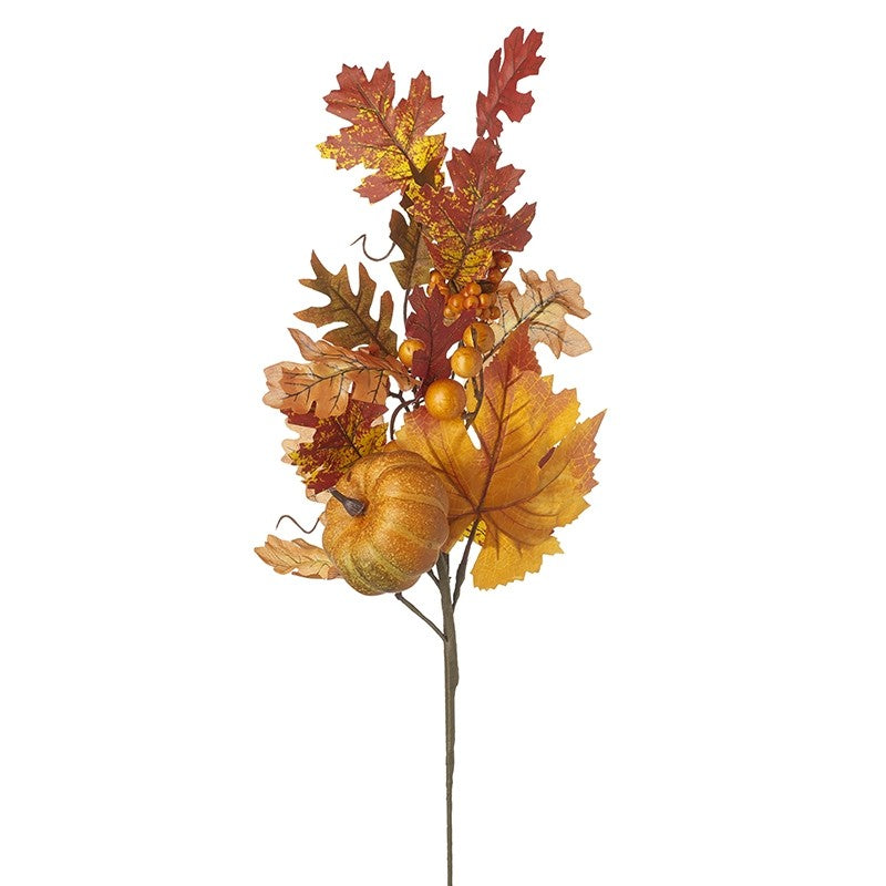 Autumnal Leaf and Pumpkin Branch