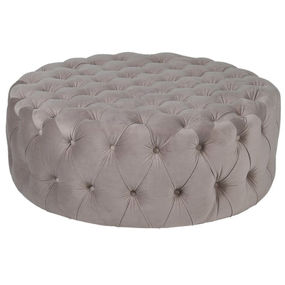 Soft Grey Buttoned Velvet Ottoman