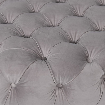 Soft Grey Buttoned Velvet Ottoman