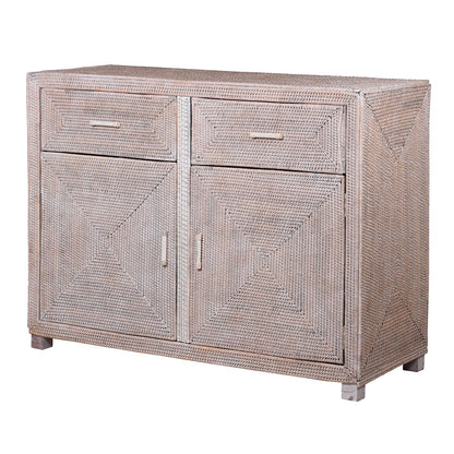 Berlin White-Wash Rattan Cupboard