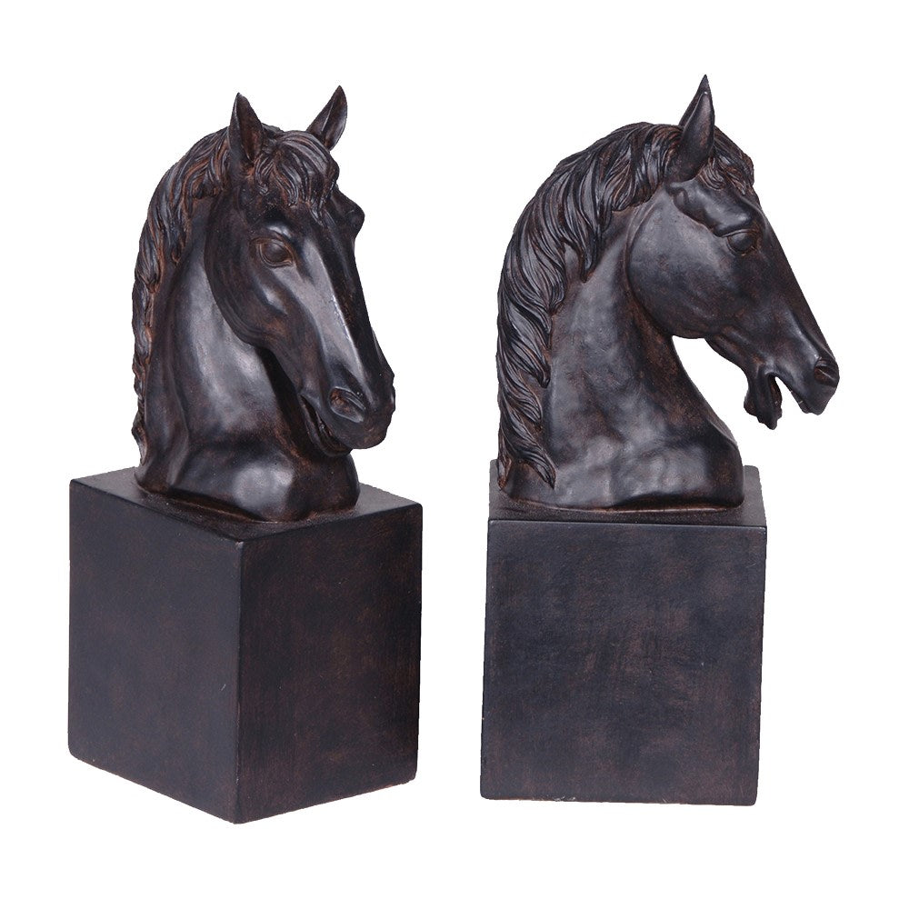 Black Horse Head Bookends