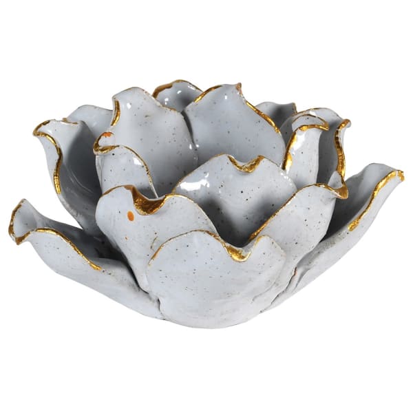 Grey Flower Candle Holder