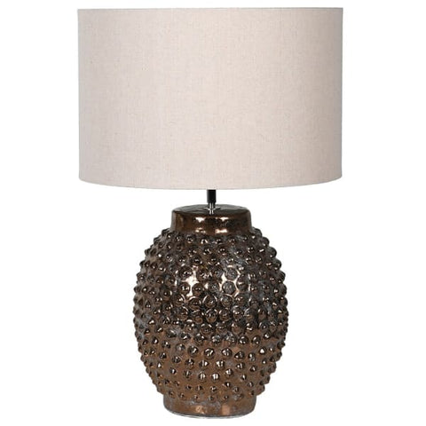 Studded Lamp With Linen Shade