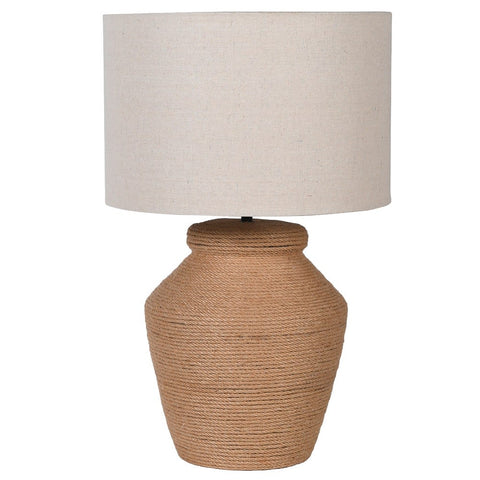 Small Rope Effect Table Lamp With Linen Shade