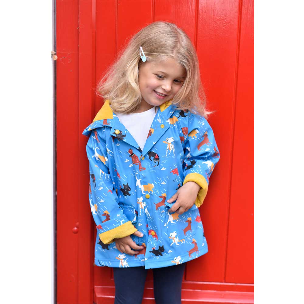 Kids Raincoat - Cat And Dog Print